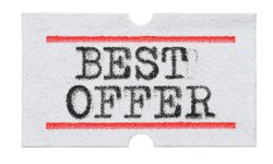 Best Offer printed on price tag sticker isolated on white Best Offer printed on price tag sticker isolated on white